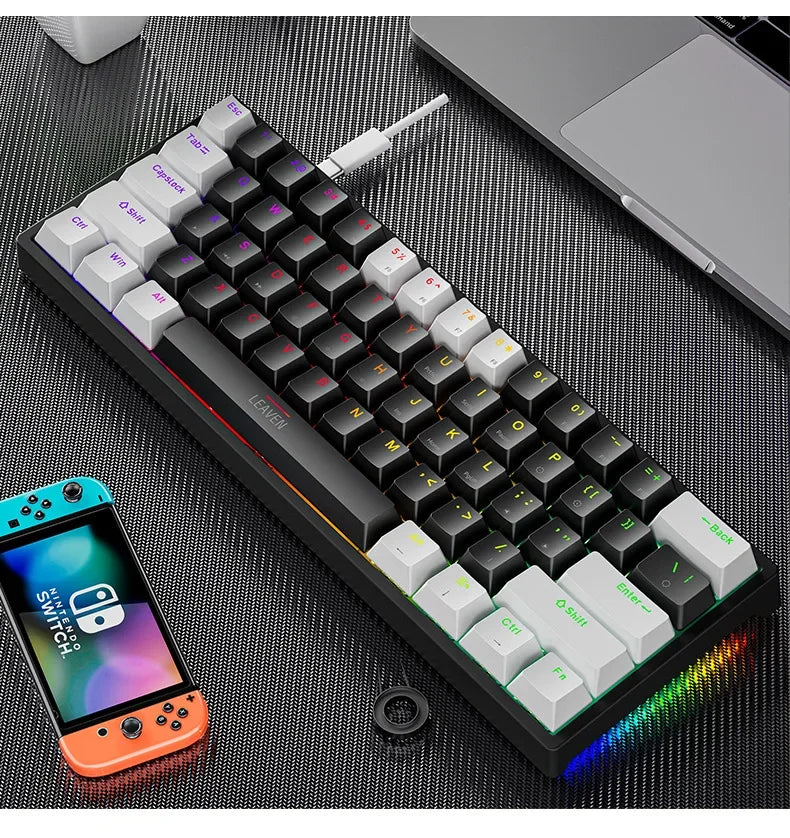 K620 Mini Gaming Mechanical Keyboard 61 Keys RGB Hotswap Type-C Wired - Dude Essentials