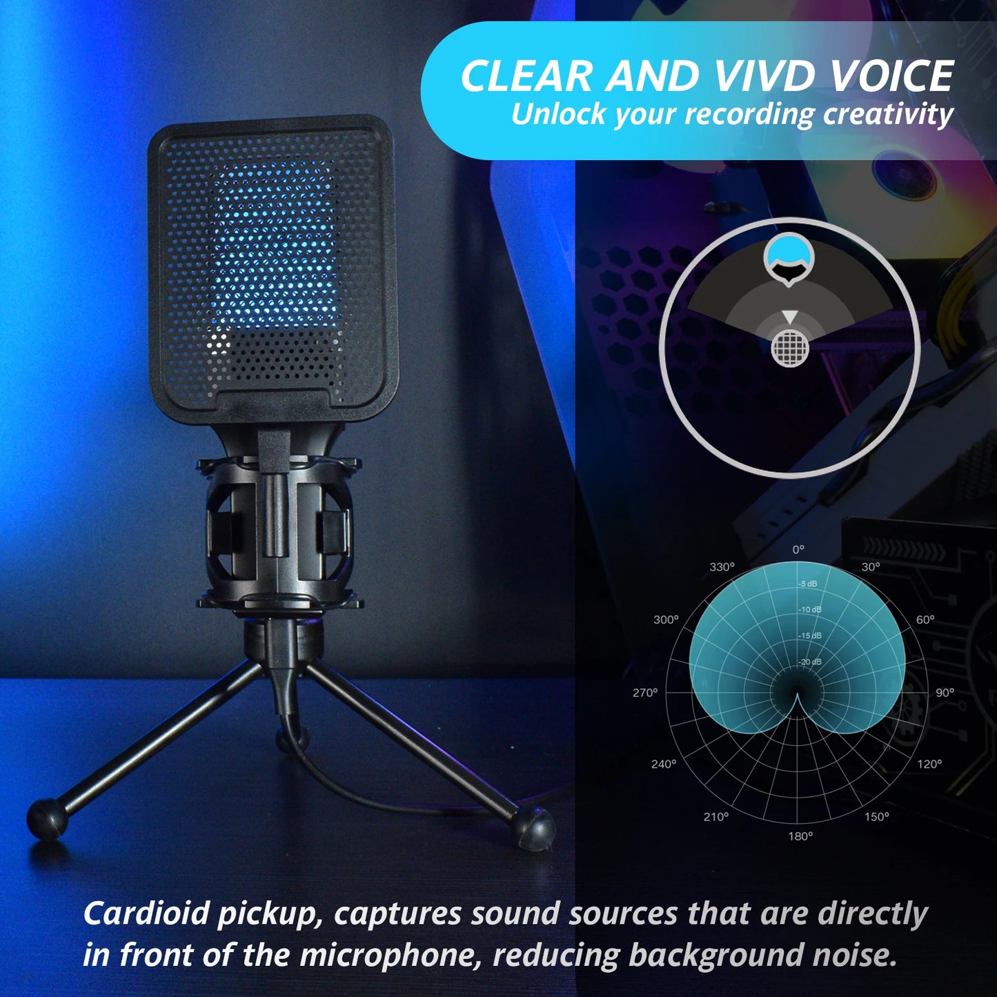 Gaming Microphone Professional Condenser Mic PC Laptop Computer - Dude Essentials