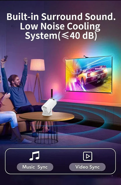 Mini 4K Portable Projector | 270° Rotatable Wi-Fi/Bluetooth | Wireless HDMI