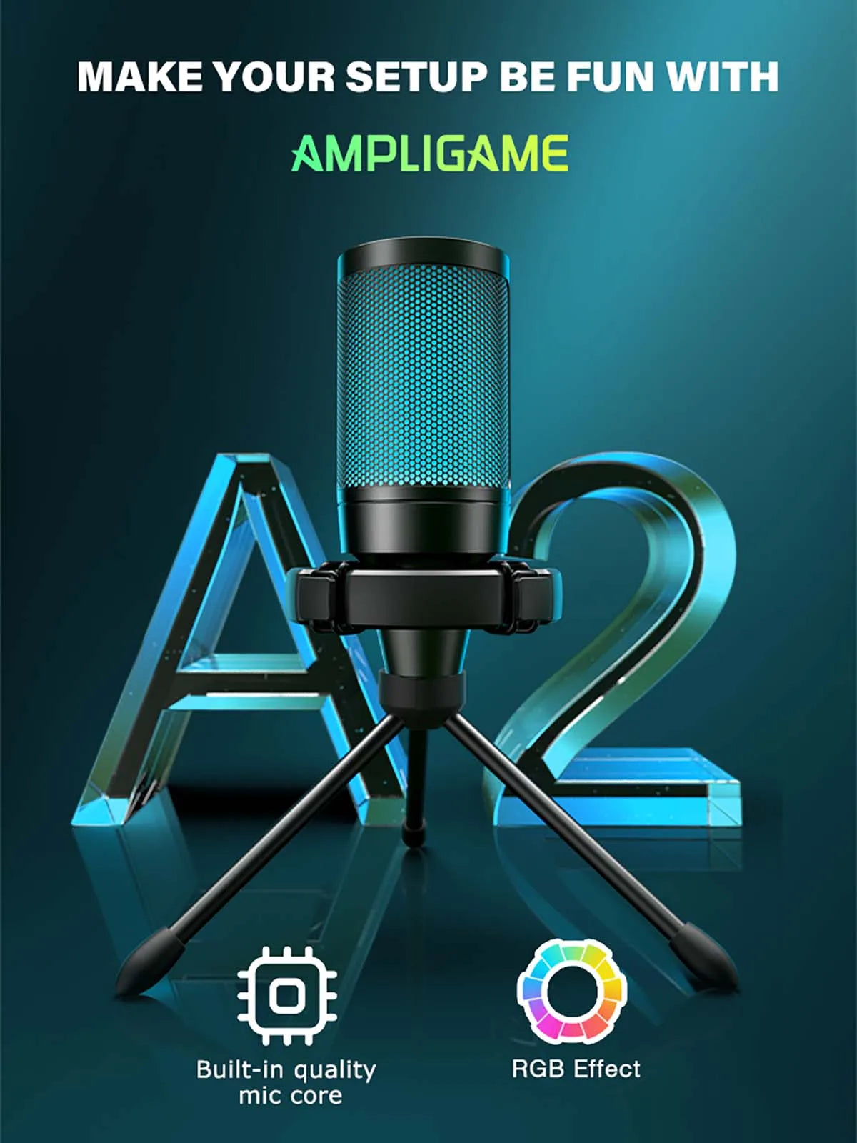 AmpliGame by FIFINE RGB USB Gaming Microphone with Light-touch Mute - Dude Essentials