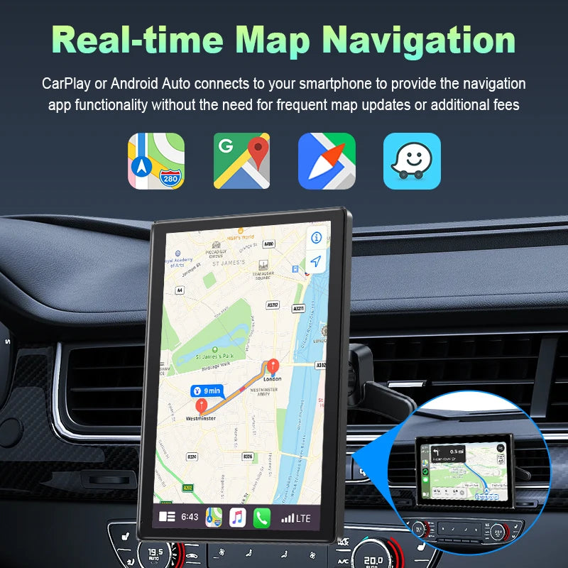 7 inch Portable Multimedia Player Carplay AI Screen IPS Touch Screen GPS Navigation Bluetooth Support - Dude Essentials