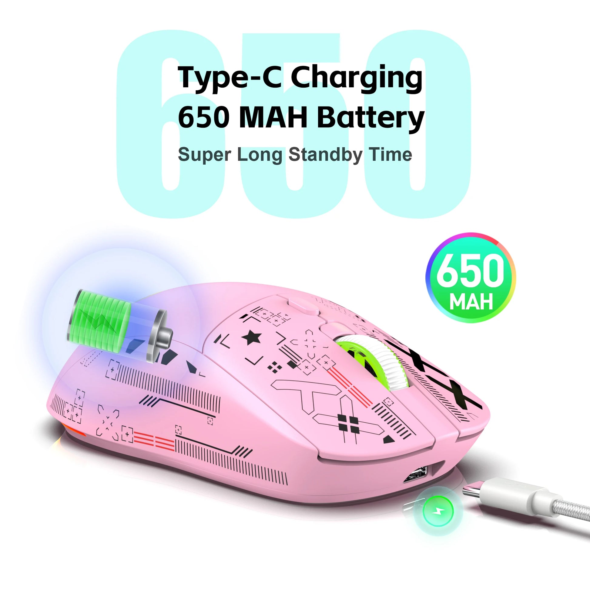 3-Mode Wireless Gaming Mouse RGB Macro Ergonomic - Dude Essentials