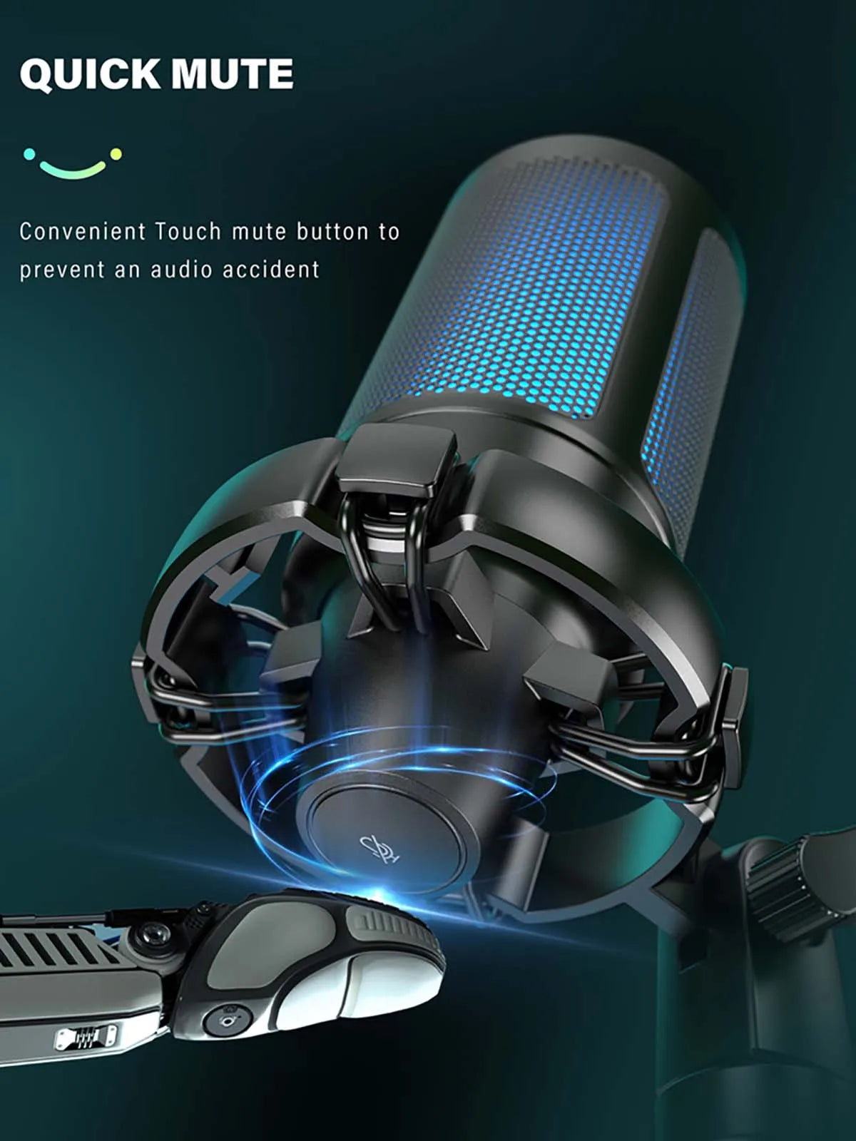 AmpliGame by FIFINE RGB USB Gaming Microphone with Light-touch Mute - Dude Essentials