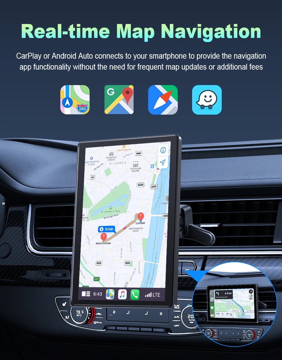 7 inch Portable Multimedia Player Carplay AI Screen IPS Touch Screen GPS Navigation Bluetooth Support - Dude Essentials
