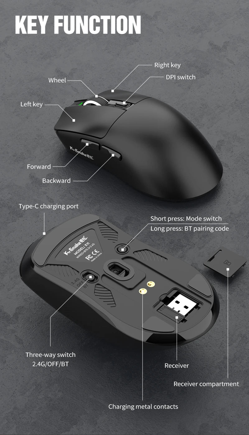 Lightweight Esports Gaming Mouse With Three-mode Wireless Bluetooth Charging - Dude Essentials