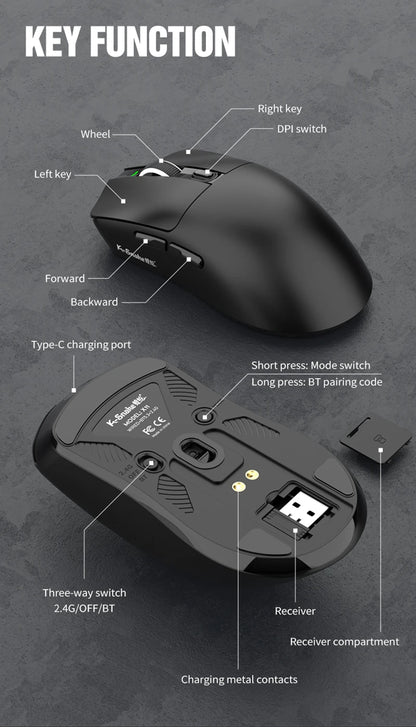 Lightweight Esports Gaming Mouse With Three-mode Wireless Bluetooth Charging - Dude Essentials