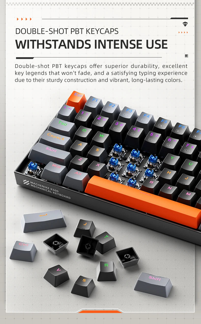 Machenike K500A-B84 75% TKL Hot-Swappable Wired Gaming Keyboard - Dude Essentials