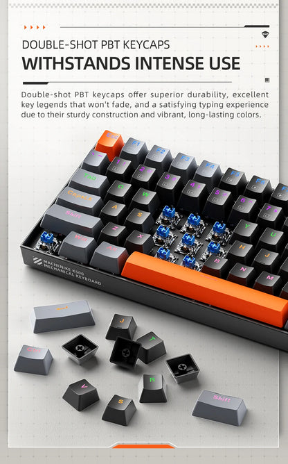 Machenike K500A-B84 75% TKL Hot-Swappable Wired Gaming Keyboard - Dude Essentials