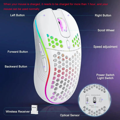 2.4G Wireless Gaming Mouse RGB Lighting Charging Mouse - Dude Essentials