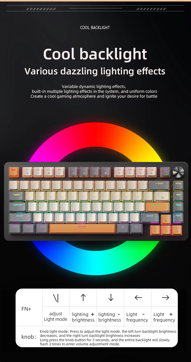 75% Mechanical Keyboard Wired with Media Knob, APAYADO Black Gaming Keyboard - Dude Essentials