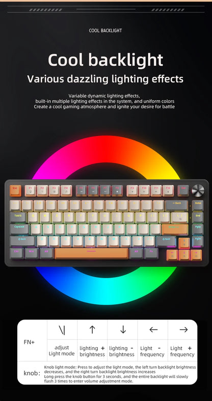 75% Mechanical Keyboard Wired with Media Knob, APAYADO Black Gaming Keyboard - Dude Essentials