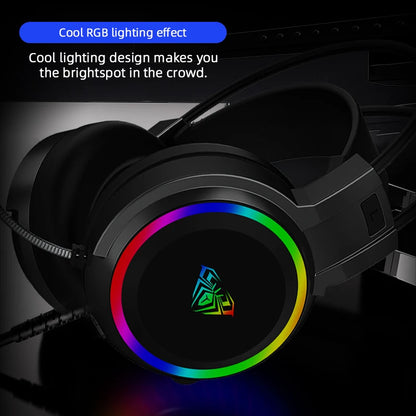 AULA S608 Wired Gaming Computer Headset USB/3.5mm RGB Backlight - Dude Essentials