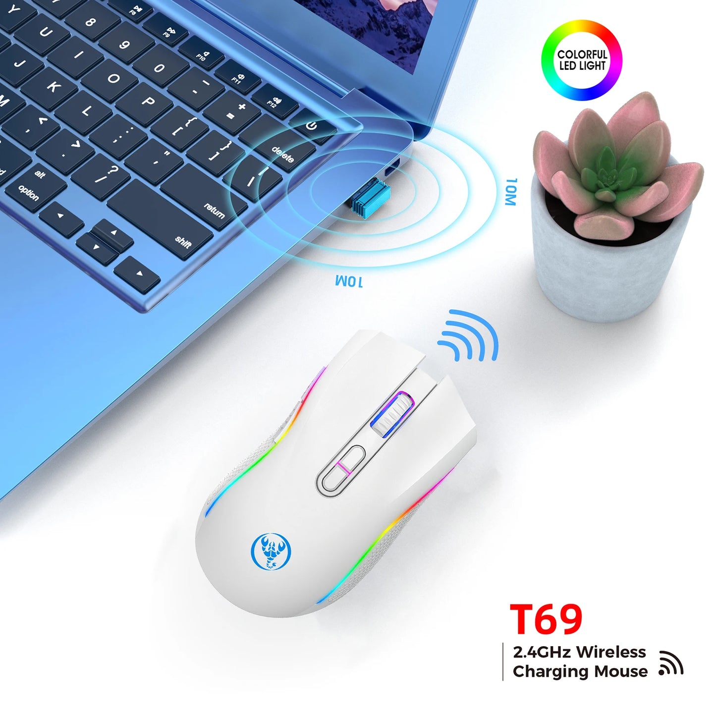 HXSJ T69 2.4G Wireless Mechanical Mouse RGB Gaming Mouse - Dude Essentials