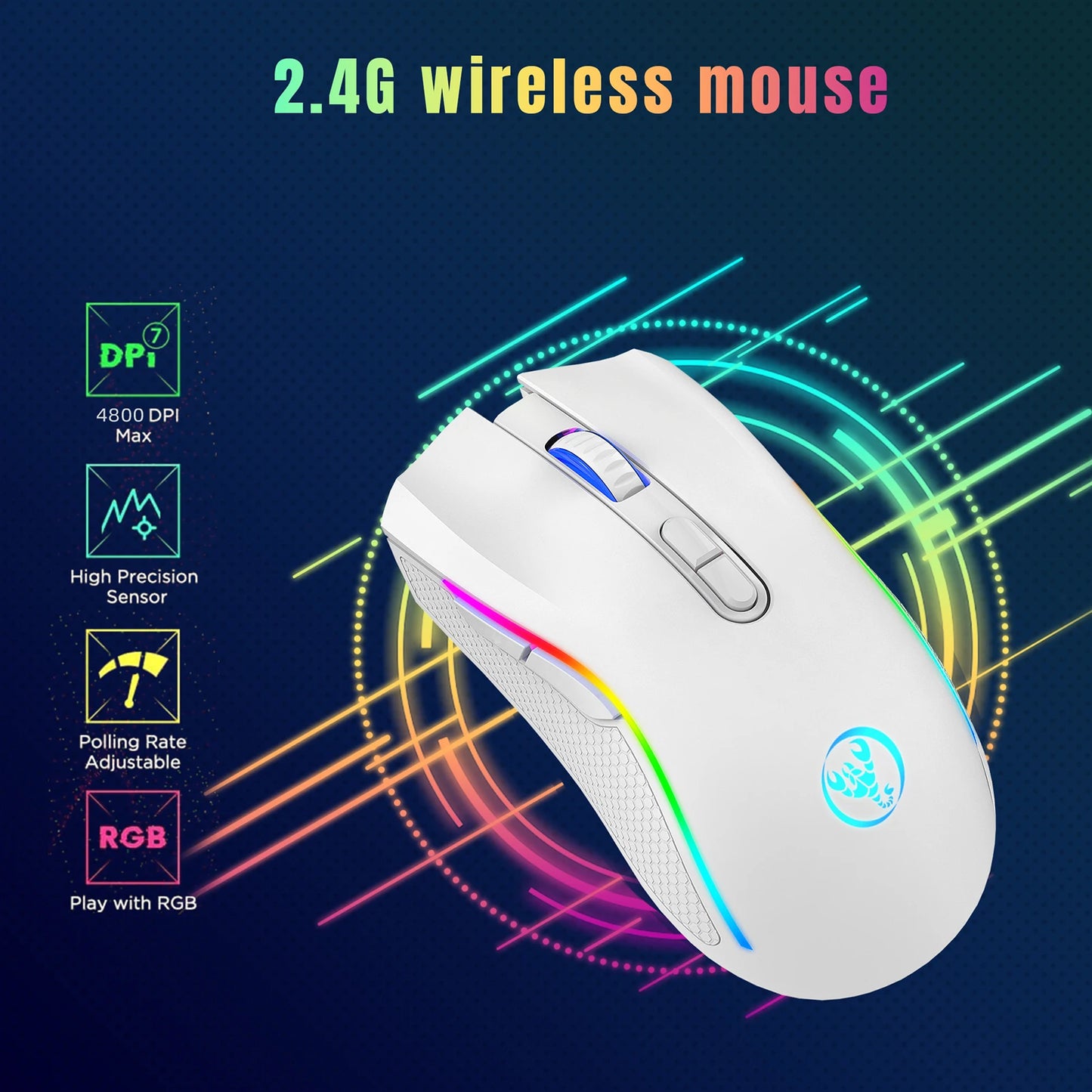 HXSJ T69 2.4G Wireless Mechanical Mouse RGB Gaming Mouse - Dude Essentials