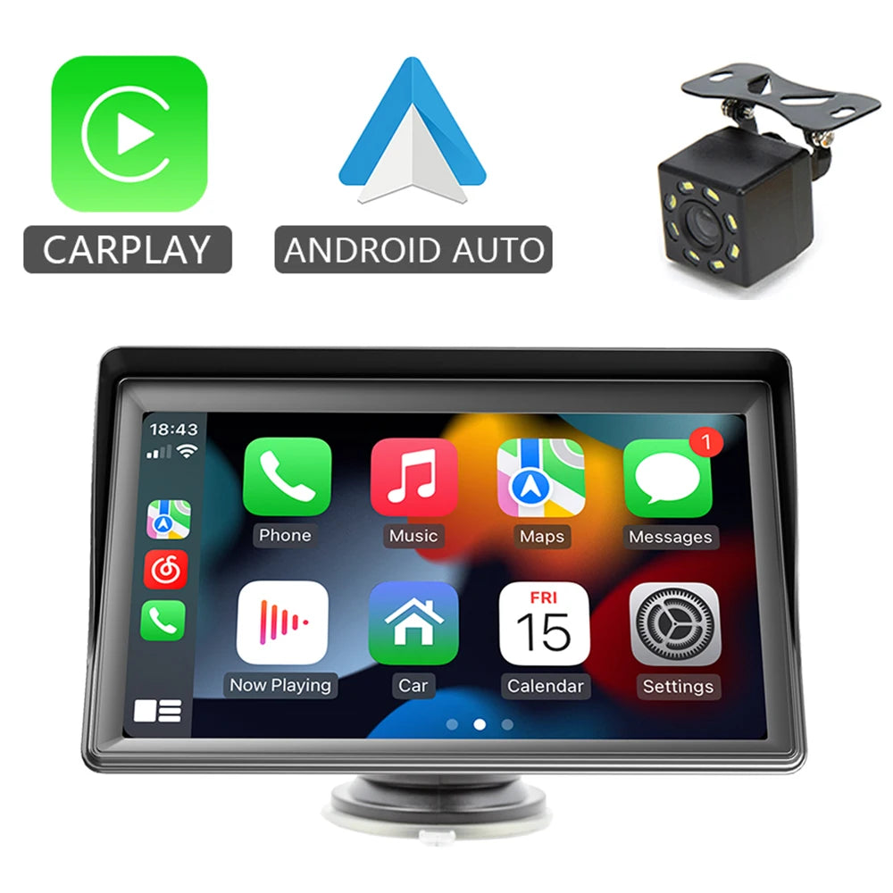 HIPPBQCC CarPlay Android Auto Car Radio Multimedia Video Player 7inch Portable Touch Screen - Dude Essentials