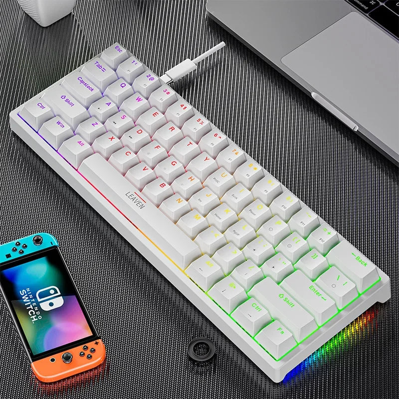 K620 Mini Gaming Mechanical Keyboard 61 Keys RGB Hotswap Type-C Wired - Dude Essentials