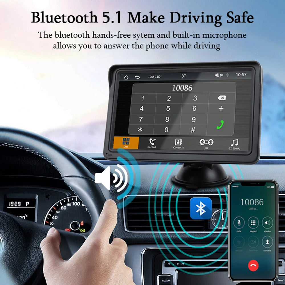 HIPPBQCC CarPlay Android Auto Car Radio Multimedia Video Player 7inch Portable Touch Screen - Dude Essentials