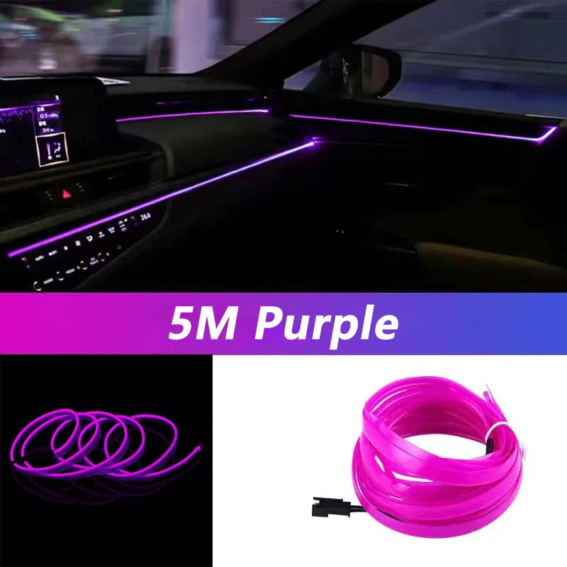 5M Car Interior Led Strip Light Neon EL Wiring Decorative Lamp - Dude Essentials