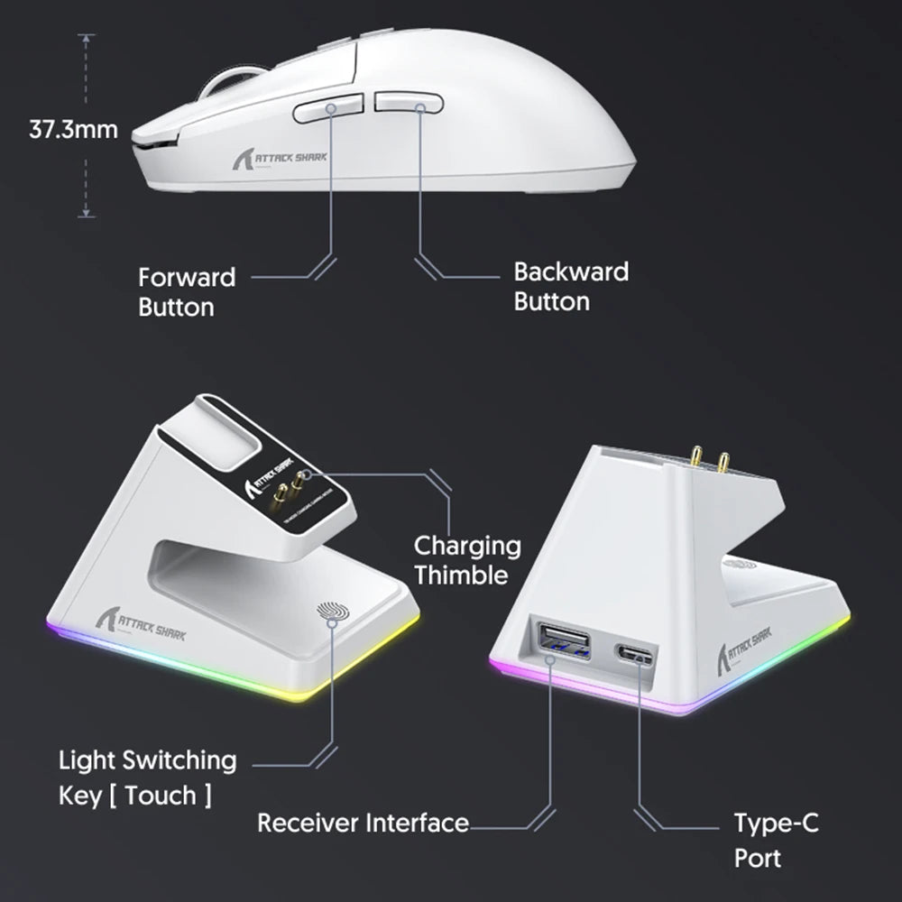 X6 Lightweight Wireless Gaming Mouse with 3 Mode Wired 2.4G - Dude Essentials