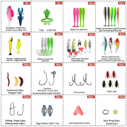 Fishing 83/133/193/239/409pcs Fishing Lure Kit For Trout/Pike/Bass - Dude Essentials