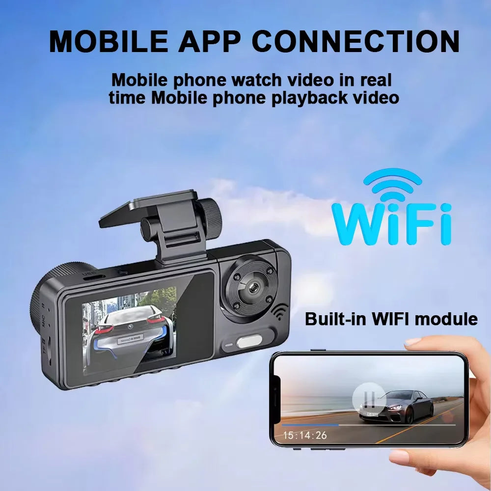 Dash Cam W/ IR Night Vision Loop Recording & 2" IPS Screen 1080P 2 Camera - Dude Essentials