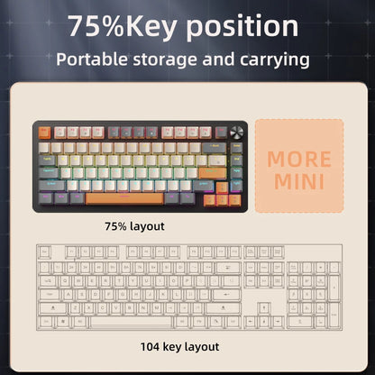 75% Mechanical Keyboard Wired with Media Knob, APAYADO Black Gaming Keyboard - Dude Essentials