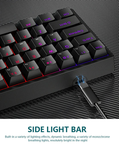 K620 Mini Gaming Mechanical Keyboard 61 Keys RGB Hotswap Type-C Wired - Dude Essentials