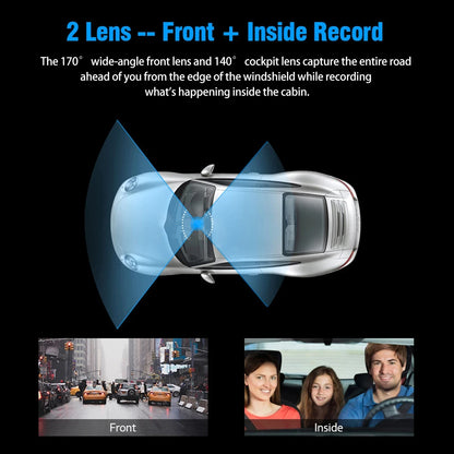 Dash Cam 1080P Car DVR Cam 2-lens Front Inside Night Vision Loop Recording Dash Recorder Wide Angle Recording - Dude Essentials