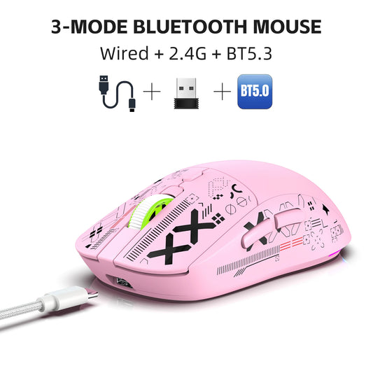 3-Mode Wireless Gaming Mouse RGB Macro Ergonomic - Dude Essentials