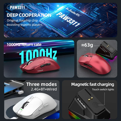 Lightweight Esports Gaming Mouse With Three-mode Wireless Bluetooth Charging - Dude Essentials