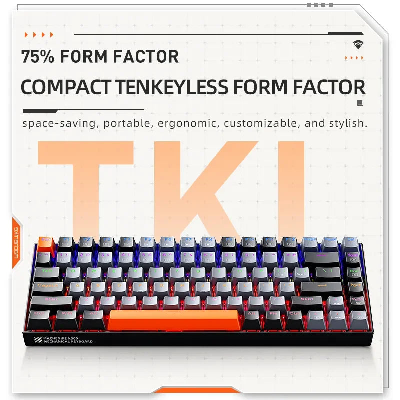 Machenike K500A-B84 75% TKL Hot-Swappable Wired Gaming Keyboard - Dude Essentials