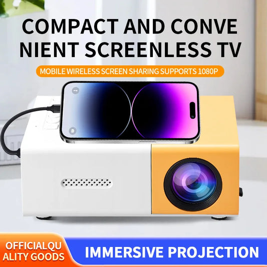 Portable Mini Projector with Full HD 1080P Support (Includes Remote Control)