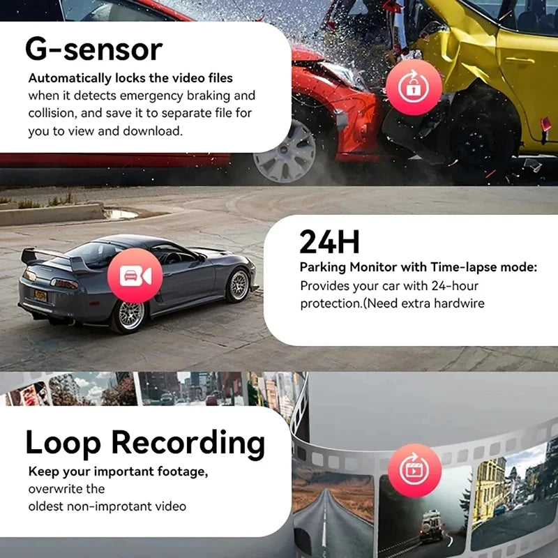 Dash Cam 1080P Car DVR Cam 2-lens Front Inside Night Vision Loop Recording Dash Recorder Wide Angle Recording - Dude Essentials
