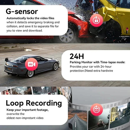 Dash Cam 1080P Car DVR Cam 2-lens Front Inside Night Vision Loop Recording Dash Recorder Wide Angle Recording - Dude Essentials
